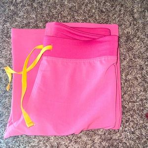 Hot pink FIGS Livingston pants